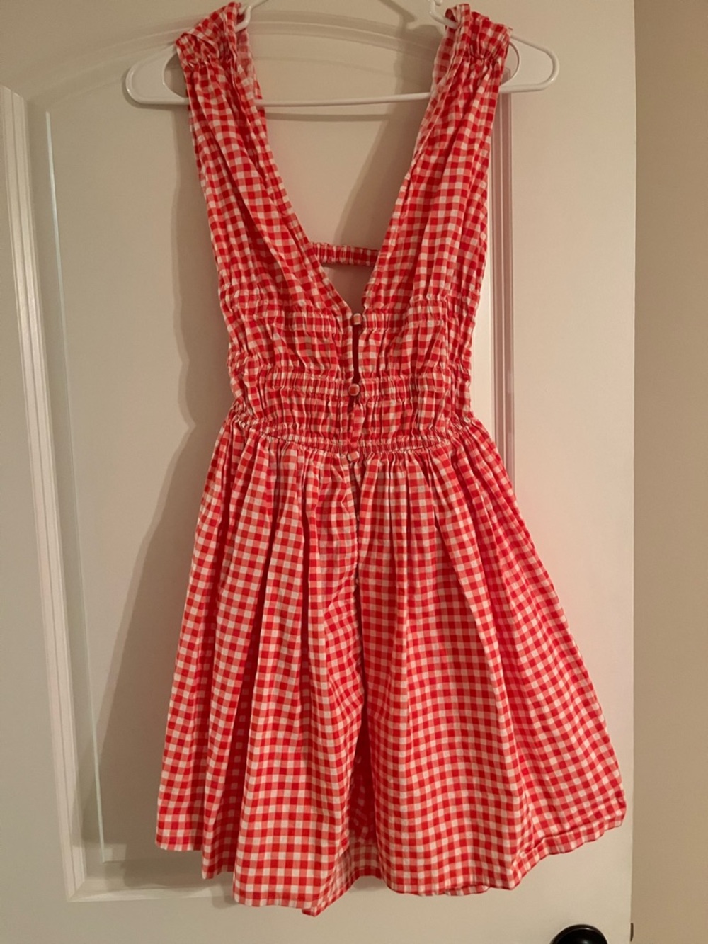 ASOS Red Gingham Smocked-Back Women’s Dress